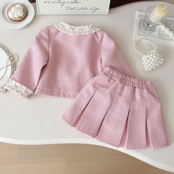 Djevojački princezin mali mirisni kostim, proljeće 2025., novi korejski stil, dječji modni set od dva dijela - jakna i suknja