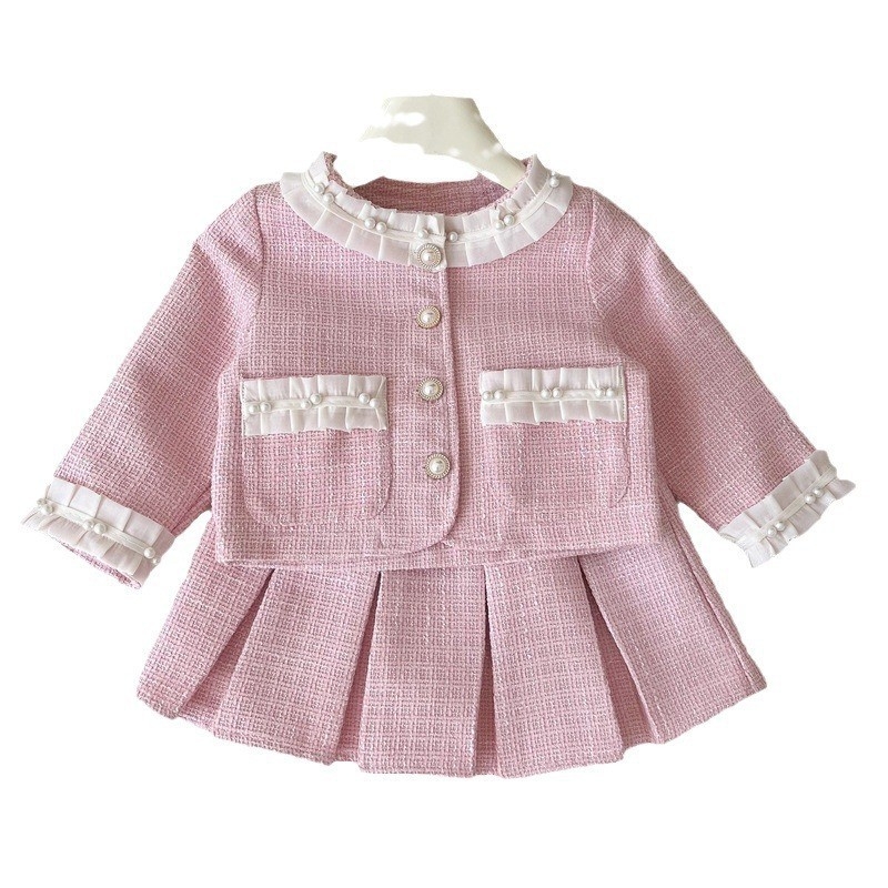 Djevojački princezin mali mirisni kostim, proljeće 2025., novi korejski stil, dječji modni set od dva dijela - jakna i suknja