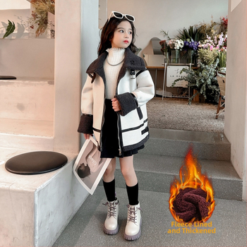 Παιδικό παλτό για κορίτσια, φθινοπωρινό και χειμωνιάτικο, 2024, νέο γούνινο παλτό για κορίτσια, χειμωνιάτικο, με επένδυση από φλις, παχύ τοπ