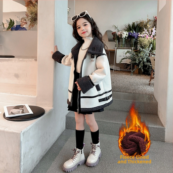 Παιδικό παλτό για κορίτσια, φθινοπωρινό και χειμωνιάτικο, 2024, νέο γούνινο παλτό για κορίτσια, χειμωνιάτικο, με επένδυση από φλις, παχύ τοπ