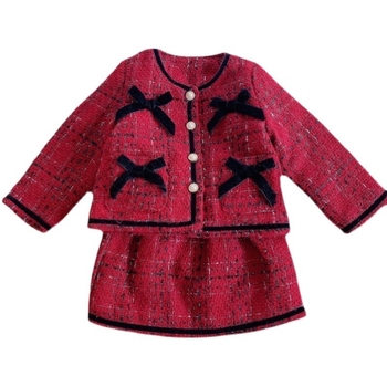 Djevojački elegantan i moderan sako u Chanel stilu, ležerno odijelo, zima 2025., novi stil, dvodijelni set s kariranom suknjom za djevojčice