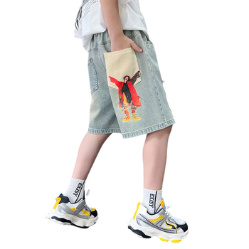 2024 νέα καλοκαιρινά παιδικά παντελόνια λεπτά τζιν αγόρια δυτικού στυλ σορτς σκισμένα παντελόνια παντελόνια εξωτερικού εμπορίου