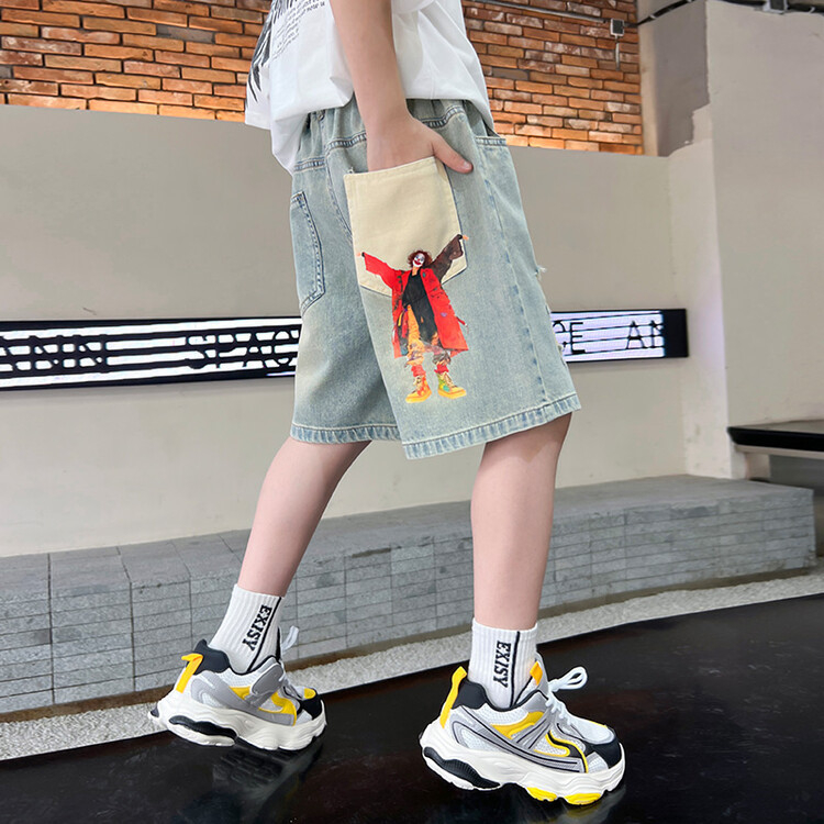 2024 nové letné detské nohavice tenké džínsy chlapčenské šortky v západnom štýle roztrhané nohavice nohavice zahraničného obchodu