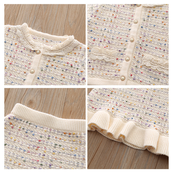 Κοριτσίστικο κοστούμι-φούτερ με κουκούλα ψαριού Φθινόπωρο/Χειμώνας 2024 Σετ φούστας δύο τεμαχίων από δαντέλα και πλεκτή φούστα-ζακέτα