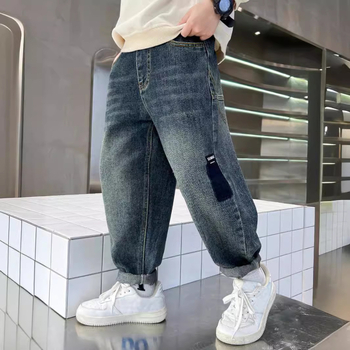 Poiste teksapüksid 2024. aasta kevad- ja sügismoe uued trendikad Korea teksapüksid