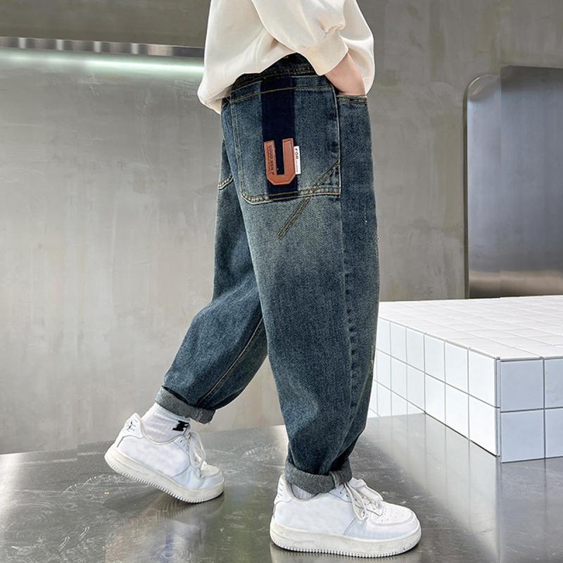 Poiste teksapüksid 2024. aasta kevad- ja sügismoe uued trendikad Korea teksapüksid