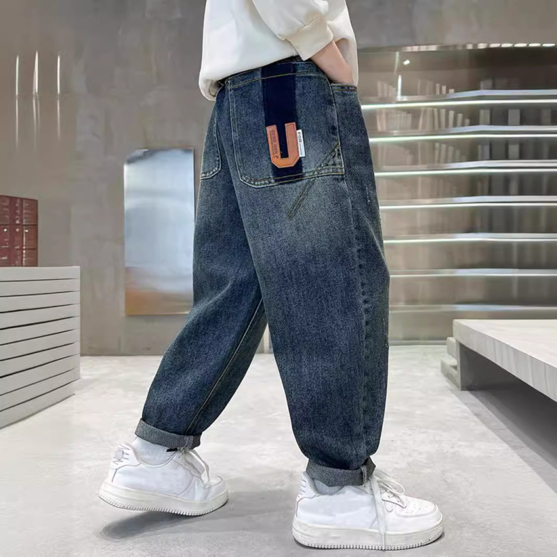 Poiste teksapüksid 2024. aasta kevad- ja sügismoe uued trendikad Korea teksapüksid