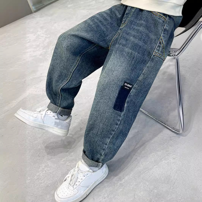 Poiste teksapüksid 2024. aasta kevad- ja sügismoe uued trendikad Korea teksapüksid