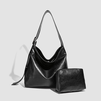 Madingas minkštos odos retro didelės talpos moteriškas pečių krepšys, 2024 m. naujas populiarus universalus krepšys per petį, laisvalaikio kibiro krepšys