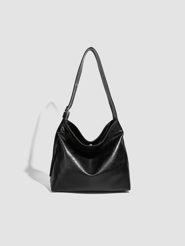 Madingas minkštos odos retro didelės talpos moteriškas pečių krepšys, 2024 m. naujas populiarus universalus krepšys per petį, laisvalaikio kibiro krepšys