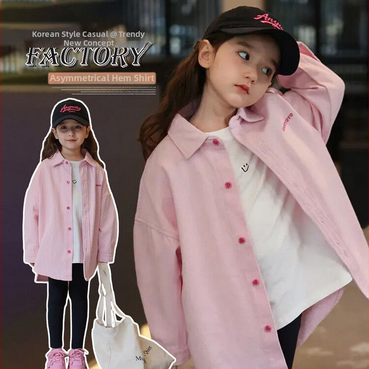 Детско яке тип риза за момичета, ново пролетно и есенно, стилно и с дълъг ръкав, свободно, ежедневно детско облекло