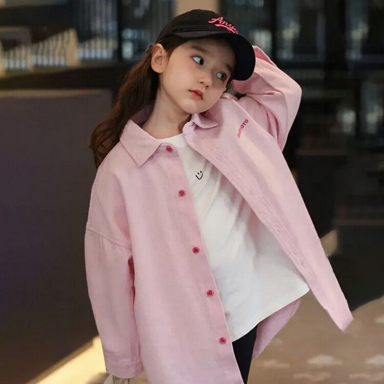 Djevojačka košulja-kaput, nova proljetna i jesenska elegantna dječja odjeća dugih rukava, široka, ležerna