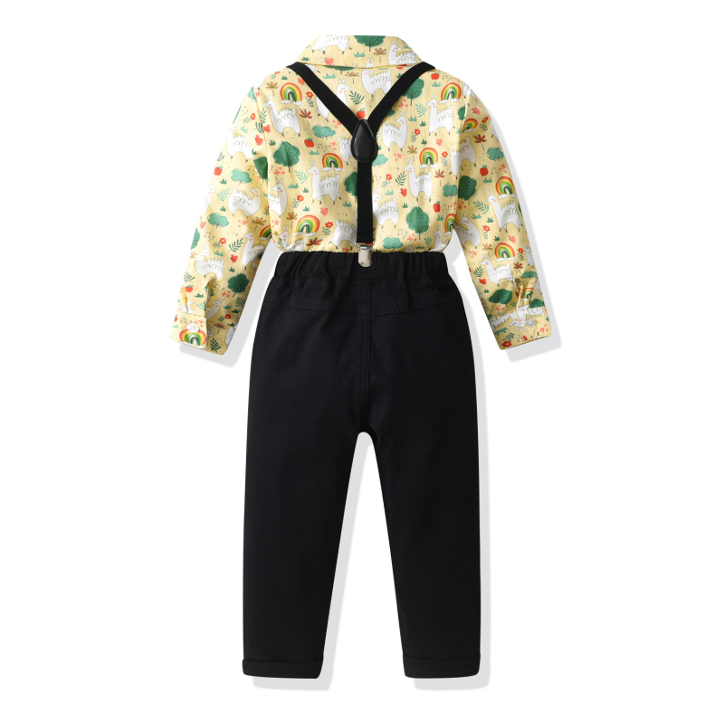 Prekogranična proljetna i jesenska nova dječja košulja s dugim rukavima i tregerima s animiranim crtežima za dječake, muško odijelo, dječja banketna haljina