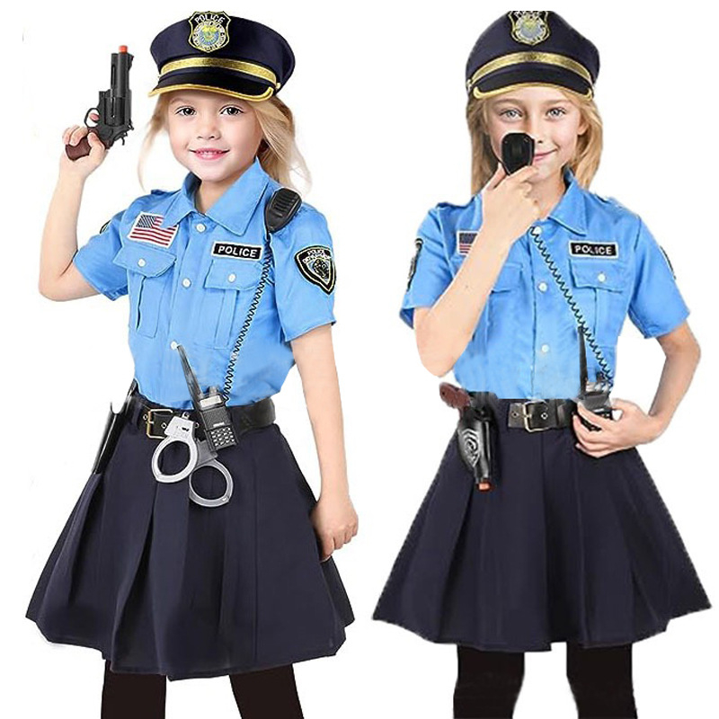 Helovīna policijas formas tērps, sieviešu Bērnu dienas ugunsdzēsēju kostīms, pilota ārsta darba apģērba formas tērps, bērnu lomu spēļu kostīms