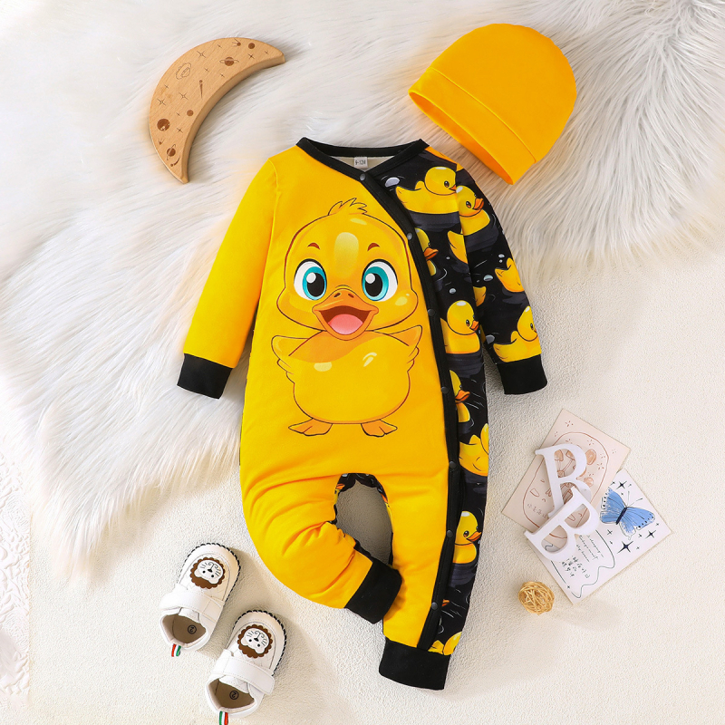 Piiriülene eksklusiivne kevad- ja sügisene armas beebitüdrukute jumpsuit, mustriline beebitüdrukute jumpsuit