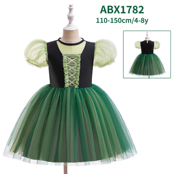 Χονδρική πώληση Amazon Νέο Frozen Φόρεμα Elsa Anna Puff Princess Φόρεμα Πράσινο Παλτό