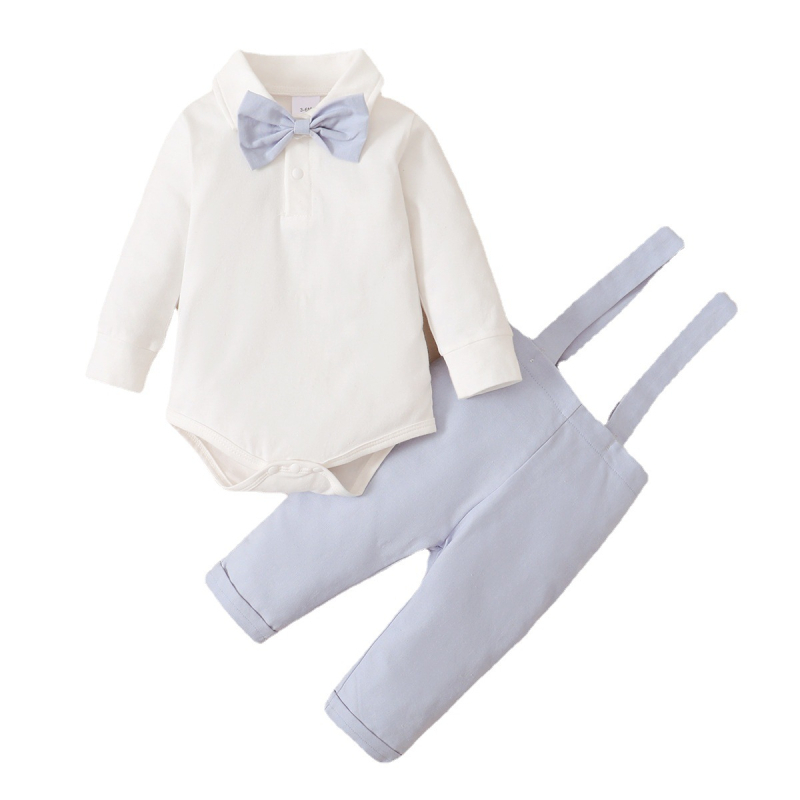 Allikas Tehase Piiriülene E-kaubandus Väikese Härrasmehe Kikilipsuga Pikkade Varrukatega Romper Kaheosaline Komplekt Lasteriiete Kuum Ese