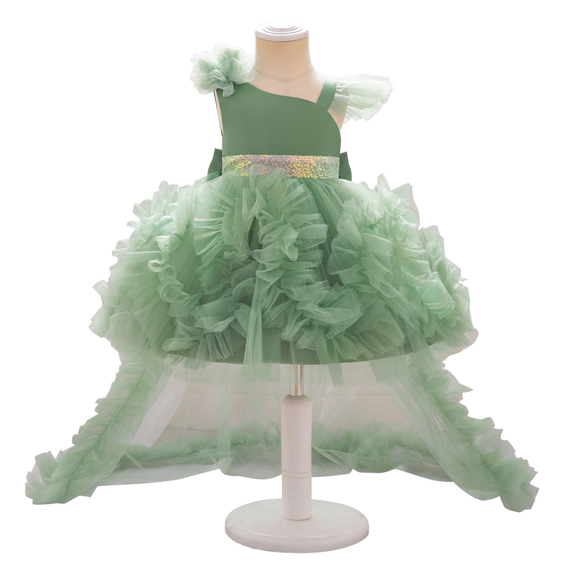 Nauja mergaitiška suknelė gimtadienio pokyliui, princesės suknelė, gėlių mergaitės pasirodymo suknelė, didelė uodegos marlės vaikiška suknelė