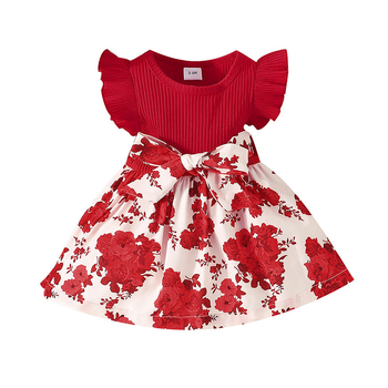 Κορεατική εκδοχή του μοδάτου φορέματος για μωρά και νήπια με τυπωμένα μανίκια, φούστα σε γραμμή Α με τυπωμένα μανίκια και ραφές για μωρά (0-2) σε απόθεμα χονδρικής