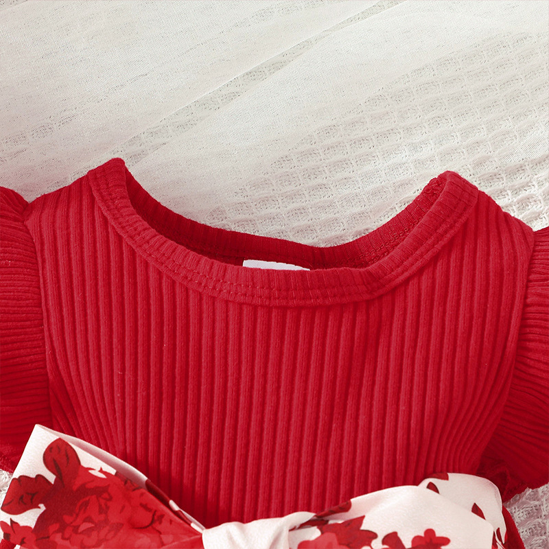 Korejska verzija modne haljine za bebe i malu djecu s letećim rukavima i printom, suknje A-kroja s printom za bebe 0-2 godine, na zalihi veleprodaje