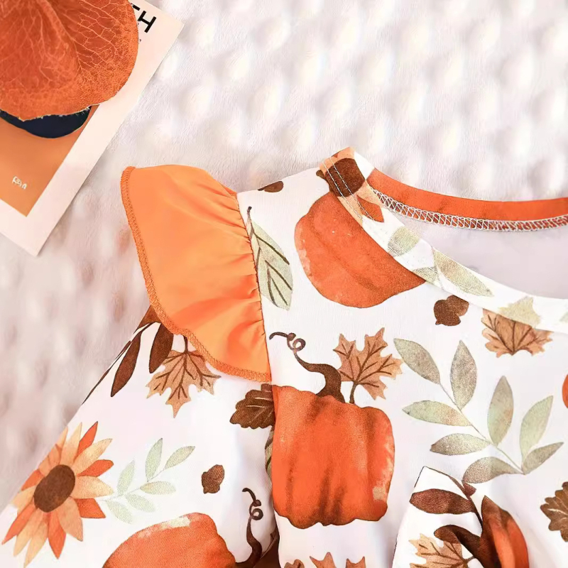 Dievčenské šaty s dlhým rukávom a mašľou s potlačou Cross-border INS pre bábätká