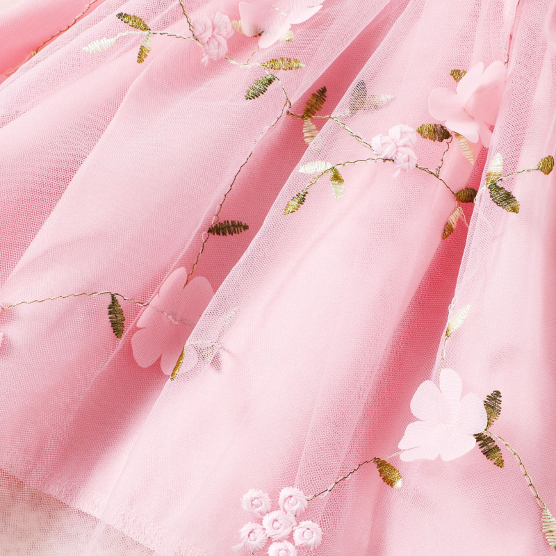 2025 europske i američke dojenčadi proljeće i ljeto djevojčica tekstura tkanine šivanje vezena mrežasta haljina vanjska trgovina dječja odjeća