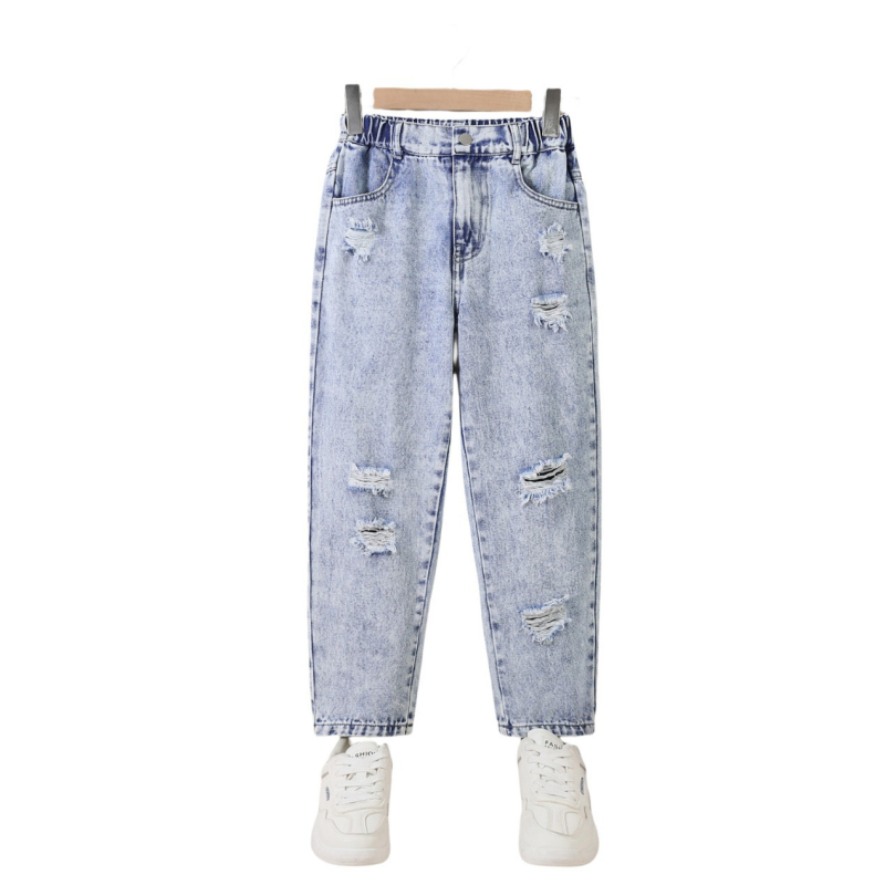 Трансгранично насочено развитие на момичета със счупени дупки, четири сезона, мода Joker, външна търговия, детско облекло, европейски и американски дънки