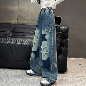 Τζιν με φαρδιά μπατζάκια για κορίτσια Άνοιξη και Φθινόπωρο 2025 Νέα παιδικά παντελόνια για το φθινόπωρο, φαρδιά μεγάλα παιδικά παντελόνια για κορίτσια, φθινοπωρινά παντελόνια