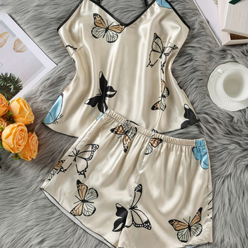 Cezhraničné výbuchy, imitácia hodvábu, pyžamo, dámske módne šortky s motýľovou potlačou, domáce oblečenie, oblek, sexy traky, veľkoobchod