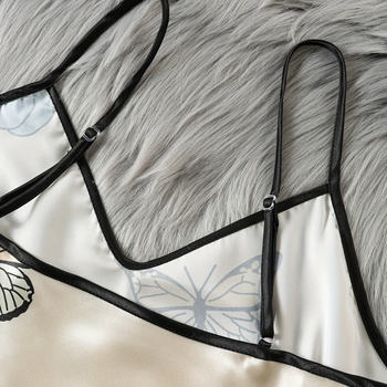 Διασυνοριακές εκρήξεις απομίμησης μεταξωτών πιτζάμες γυναικεία μόδα πεταλούδα τυπωμένα σορτς σπίτι ρούχα κοστούμι σέξι τιράντες χονδρικής