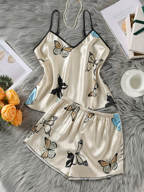 Cezhraničné výbuchy, imitácia hodvábu, pyžamo, dámske módne šortky s motýľovou potlačou, domáce oblečenie, oblek, sexy traky, veľkoobchod