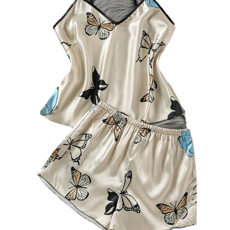 Cezhraničné výbuchy, imitácia hodvábu, pyžamo, dámske módne šortky s motýľovou potlačou, domáce oblečenie, oblek, sexy traky, veľkoobchod