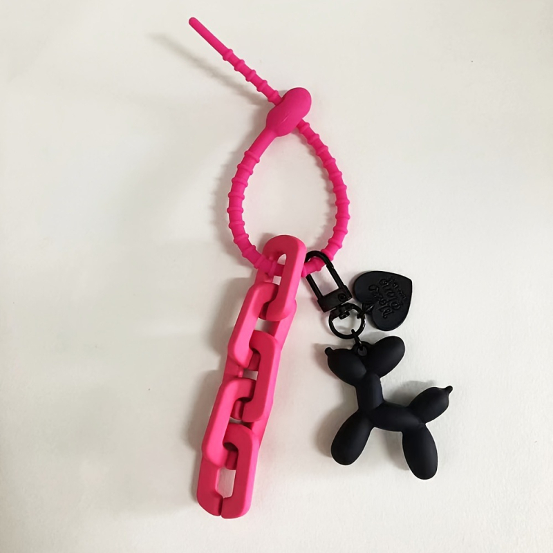 Õhupalliga koera võtmehoidja armas multifilmikoera võtmehoidja - silikoonist õhupalliga kutsika ripats autovõtmele