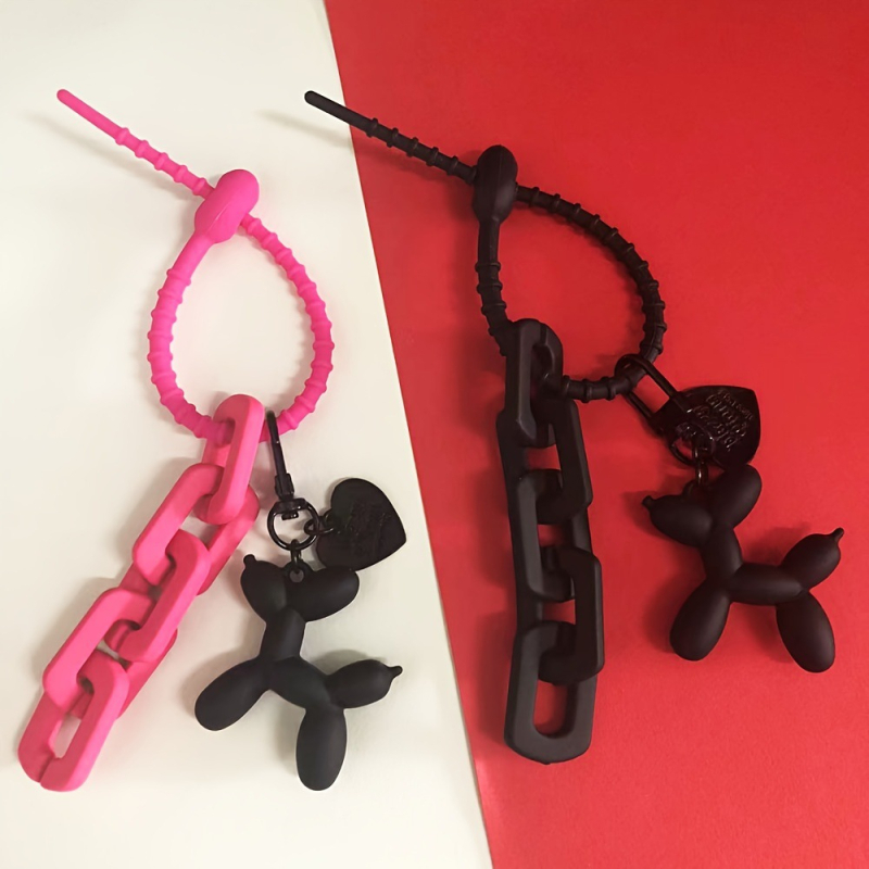 Õhupalliga koera võtmehoidja armas multifilmikoera võtmehoidja - silikoonist õhupalliga kutsika ripats autovõtmele