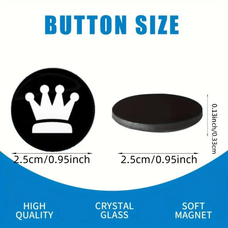 20-tükiline ülikond 25 mm klaasist male fikseeritud pandlaga ümmargune vastupidav isetegemise külmkapi kleebis külmkapi tahvlile