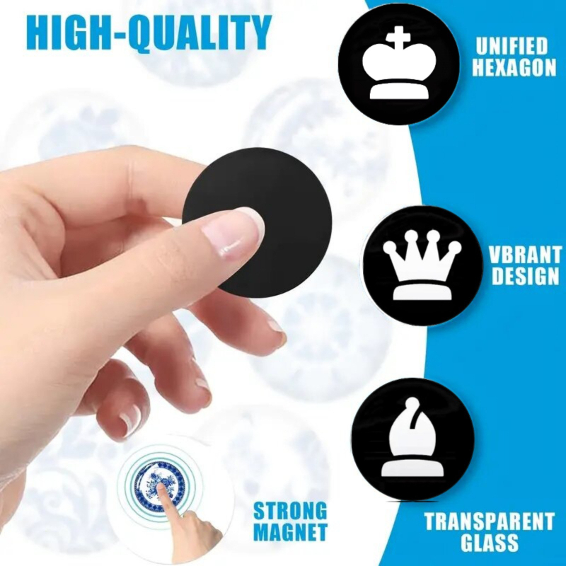 20-tükiline ülikond 25 mm klaasist male fikseeritud pandlaga ümmargune vastupidav isetegemise külmkapi kleebis külmkapi tahvlile