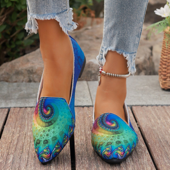 2024. Vanjska trgovina plus veličine Ženske cipele u boji, špicaste, jednostruke ravne, s jednom pedalom, plitkim gornjim dijelom, ležerne cipele za lijene cipele