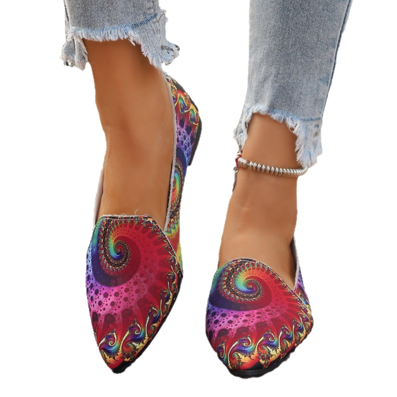 2024. Vanjska trgovina plus veličine Ženske cipele u boji, špicaste, jednostruke ravne, s jednom pedalom, plitkim gornjim dijelom, ležerne cipele za lijene cipele