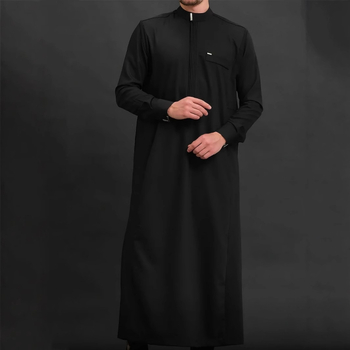 Мъжки халат от Близкия изток, Дубай, турски мюсюлмански, чист цвят, свободна малка стойка, дизайн, Thobe 927-104