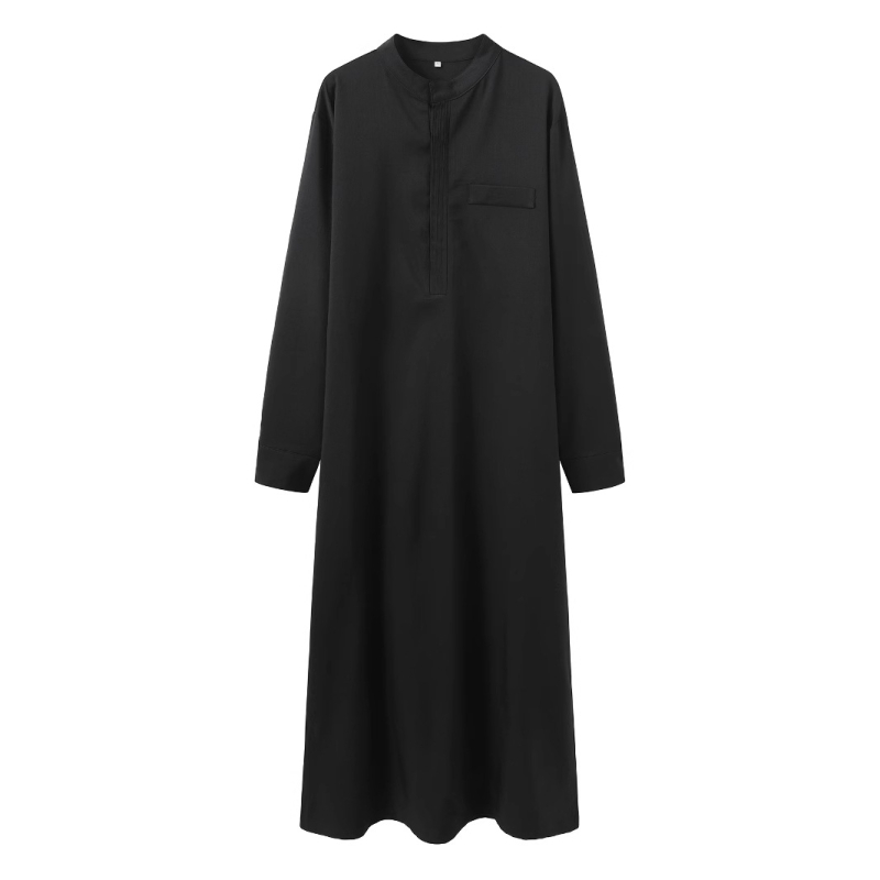 Мъжки халат от Близкия изток, Дубай, турски мюсюлмански, чист цвят, свободна малка стойка, дизайн, Thobe 927-104