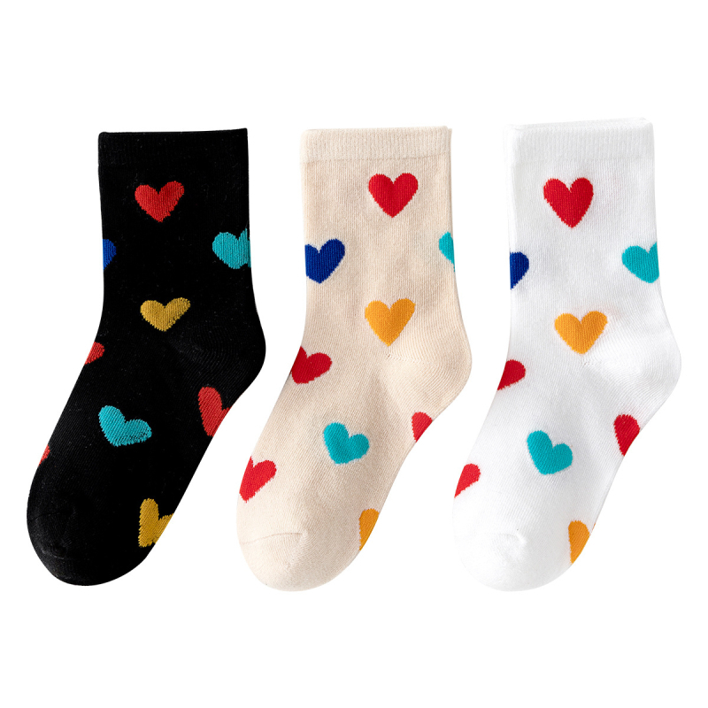 Proljetne nove dječje čarape u obliku srca s blokiranjem boja, studentske čarape do sredine teleta, 3 para, pamučne čarape za dječake i djevojčice, proljeće i jesen
