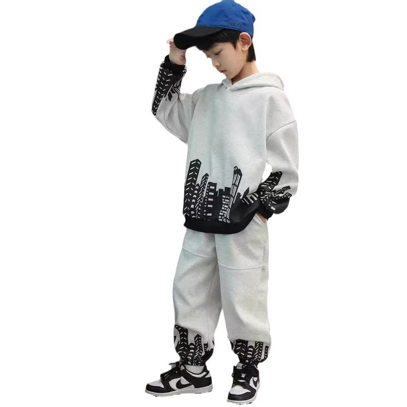 Chlapčenská jesenná športová mikina s kapucňou, nový štýl 2025 pre staršie deti, chlapčenský jarný a jesenný cool a štýlový outfit