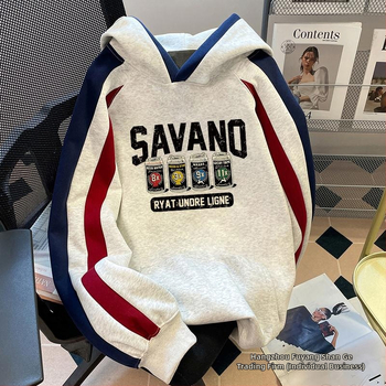 Nacionalna trendi šik hongkonška stilska kreativna majica s kapuljačom za muškarce i žene, jesenska i zimska flis podstavljena jakna u američkom stilu, retro, u boji