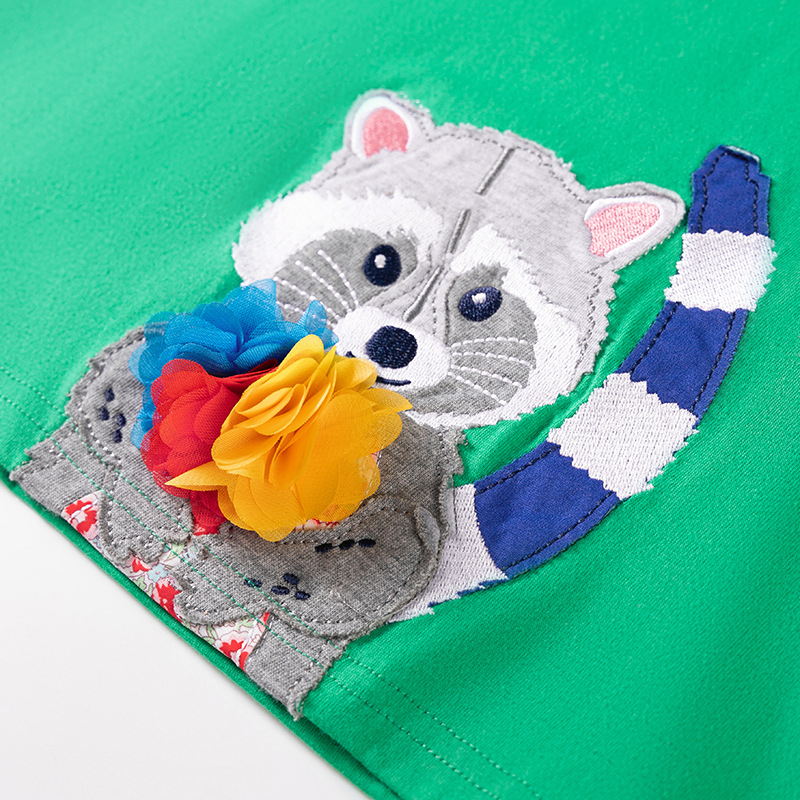 Izvor tvornica djevojačke haljine veleprodaja ljetna crtana dječja suknja kratkih rukava platneni vez europska i američka dječja suknja