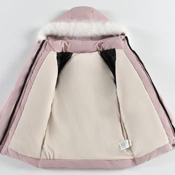 Νέο χειμωνιάτικο παλτό για κορίτσια με επένδυση fleece, Παιδικό παλτό με επένδυση από βαμβάκι για μωρά, με κεντημένα ρούχα από λούτσο για μωρά