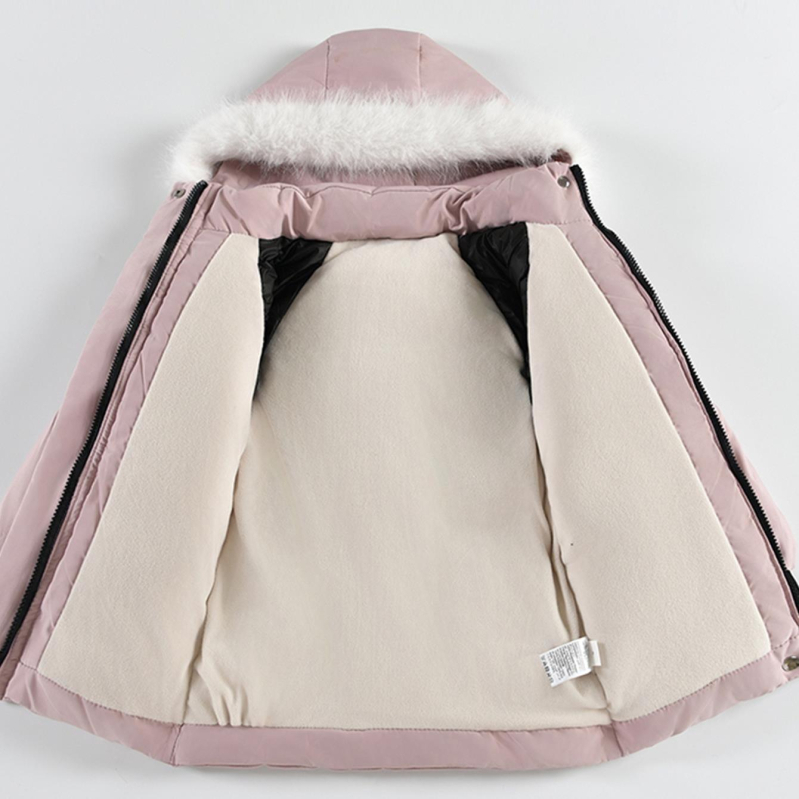 Νέο χειμωνιάτικο παλτό για κορίτσια με επένδυση fleece, Παιδικό παλτό με επένδυση από βαμβάκι για μωρά, με κεντημένα ρούχα από λούτσο για μωρά