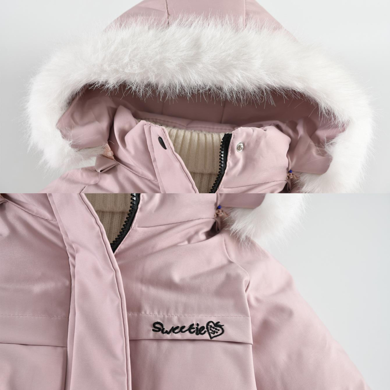 Νέο χειμωνιάτικο παλτό για κορίτσια με επένδυση fleece, Παιδικό παλτό με επένδυση από βαμβάκι για μωρά, με κεντημένα ρούχα από λούτσο για μωρά