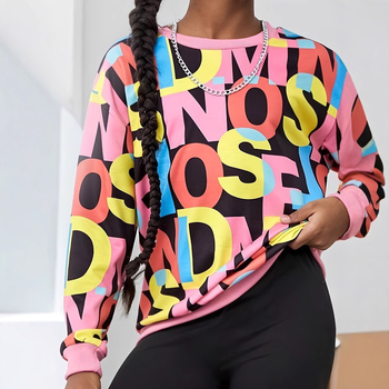 Φούτερ & Κολάν για Κορίτσια με Σχέδιο Γράμματος και Στρογγυλή Λαιμόκοψη, Διασυνοριακές Εξαγωγές, Casual Κοστούμι