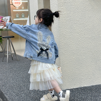 Džinsiniai palaidinės mergaitėms pavasario ir rudens vaikiški palaidinės kūdikiams mergaitėms pavasario drabužiai lengviausi deriniai vaikiški drabužiai urmu 2023 m. naujas pavasaris