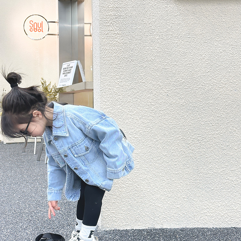 Džinsiniai palaidinės mergaitėms pavasario ir rudens vaikiški palaidinės kūdikiams mergaitėms pavasario drabužiai lengviausi deriniai vaikiški drabužiai urmu 2023 m. naujas pavasaris